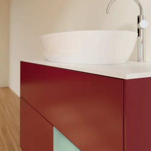 Obrázek VILLEROY BOCH Finion Vanity unit, with lighting, 2 pull-out compartments, 1000 x 603 x 501 mm, Peony Matt Lacquer / Olive Matt Lacquer / Glass White Matt #G901GMHB