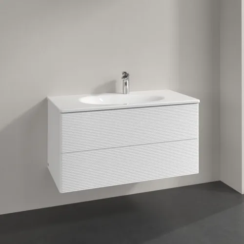 Bild von VILLEROY BOCH Antao Waschbeckenunterschrank, 2 Auszüge, 988 x 504 x 496 mm, Front mit Struktur, White Matt Lacquer #K05100MT