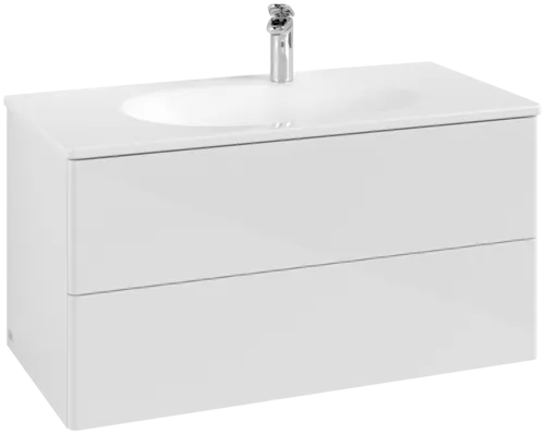 Зображення з  VILLEROY BOCH Antao Vanity unit, 2 pull-out compartments, 988 x 504 x 496 mm, Front without structure, Glossy White Lacquer #K05000GF