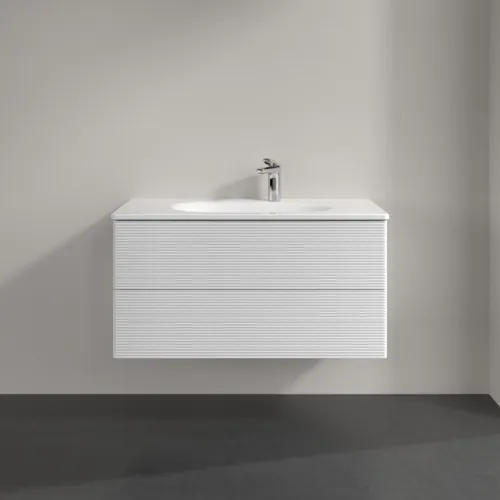 Bild von VILLEROY BOCH Antao Waschbeckenunterschrank, 2 Auszüge, 988 x 504 x 496 mm, Front mit Struktur, Glossy White Lacquer #K05100GF