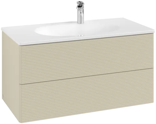 Зображення з  VILLEROY BOCH Antao Vanity unit, 2 pull-out compartments, 988 x 504 x 496 mm, Front with grain texture, Silk Grey Matt Lacquer #K05100HJ