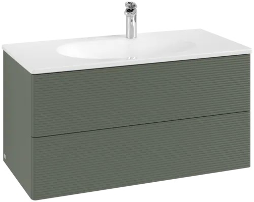 VILLEROY BOCH Antao Vanity unit, 2 pull-out compartments, 988 x 504 x 496 mm, Front with grain texture, Leaf Green Matt Lacquer #K05100HL resmi