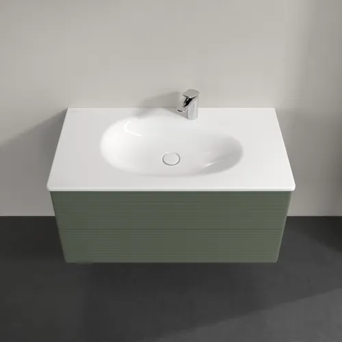 Bild von VILLEROY BOCH Antao Waschbeckenunterschrank, 2 Auszüge, 988 x 504 x 496 mm, Front mit Struktur, Leaf Green Matt Lacquer #K05100HL