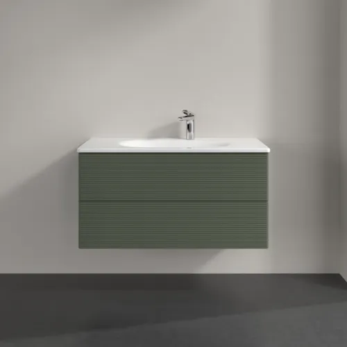 Bild von VILLEROY BOCH Antao Waschbeckenunterschrank, 2 Auszüge, 988 x 504 x 496 mm, Front mit Struktur, Leaf Green Matt Lacquer #K05100HL