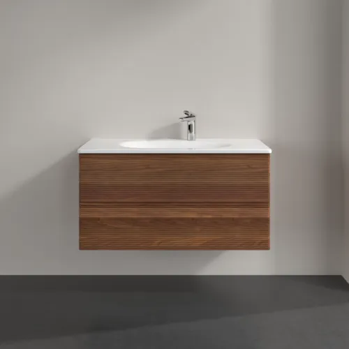 Bild von VILLEROY BOCH Antao Waschbeckenunterschrank, 2 Auszüge, 988 x 504 x 496 mm, Front mit Struktur, Warm Walnut #K05100HM