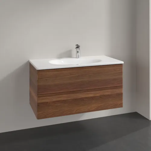 Bild von VILLEROY BOCH Antao Waschbeckenunterschrank, 2 Auszüge, 988 x 504 x 496 mm, Front mit Struktur, Warm Walnut #K05100HM