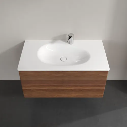 Bild von VILLEROY BOCH Antao Waschbeckenunterschrank, 2 Auszüge, 988 x 504 x 496 mm, Front mit Struktur, Warm Walnut #K05100HM