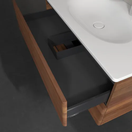 Bild von VILLEROY BOCH Antao Waschbeckenunterschrank, 2 Auszüge, 988 x 504 x 496 mm, Front mit Struktur, Warm Walnut #K05100HM