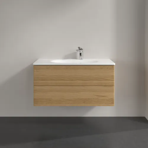 Bild von VILLEROY BOCH Antao Waschbeckenunterschrank, 2 Auszüge, 988 x 504 x 496 mm, Front mit Struktur, Honey Oak #K05100HN