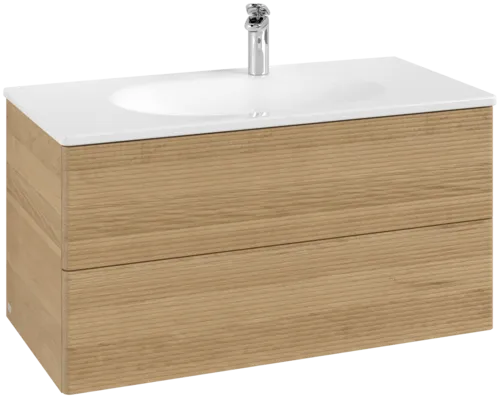 Зображення з  VILLEROY BOCH Antao Vanity unit, 2 pull-out compartments, 988 x 504 x 496 mm, Front with grain texture, Honey Oak #K05100HN