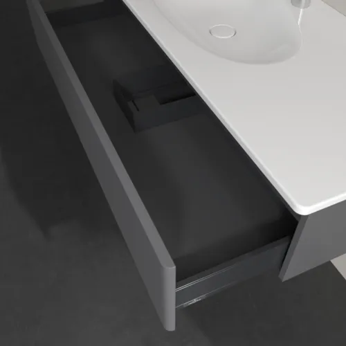 Bild von VILLEROY BOCH Antao Waschbeckenunterschrank, 1 Auszug, 1188 x 256 x 493 mm, Front mit Struktur, Anthracite Matt Lacquer #K03100GK