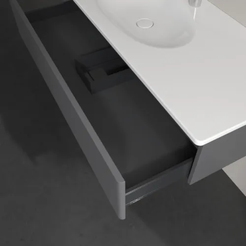 Bild von VILLEROY BOCH Antao Waschbeckenunterschrank, 1 Auszug, 1188 x 256 x 493 mm, Front mit Struktur, Anthracite Matt Lacquer #K03100GK