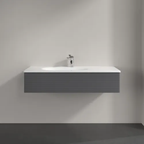 Bild von VILLEROY BOCH Antao Waschbeckenunterschrank, 1 Auszug, 1188 x 256 x 493 mm, Front mit Struktur, Anthracite Matt Lacquer #K03100GK