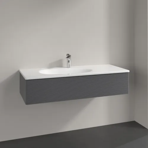 Bild von VILLEROY BOCH Antao Waschbeckenunterschrank, 1 Auszug, 1188 x 256 x 493 mm, Front mit Struktur, Anthracite Matt Lacquer #K03100GK