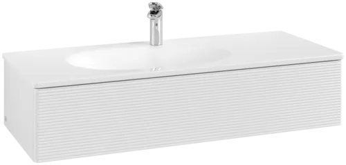 Obrázek VILLEROY BOCH Toaletní skříňka Antao, 1 zásuvka, 1188 x 256 x 493 mm, strukturovaná přední strana, lesklý bílý lak #K03100GF