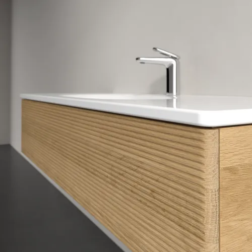 Obrázek VILLEROY BOCH Toaletní skříňka Antao, 1 zásuvka, 1188 x 256 x 493 mm, strukturované čelo, medový dub #K03100HN