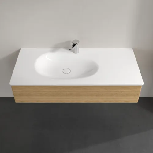 Obrázek VILLEROY BOCH Toaletní skříňka Antao, 1 zásuvka, 1188 x 256 x 493 mm, strukturované čelo, medový dub #K03100HN