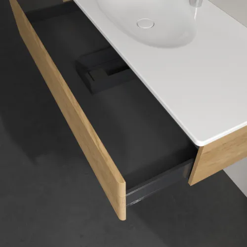 Obrázek VILLEROY BOCH Toaletní skříňka Antao, 1 zásuvka, 1188 x 256 x 493 mm, strukturované čelo, medový dub #K03100HN