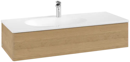 Obrázek VILLEROY BOCH Toaletní skříňka Antao, 1 zásuvka, 1188 x 256 x 493 mm, strukturované čelo, medový dub #K03100HN