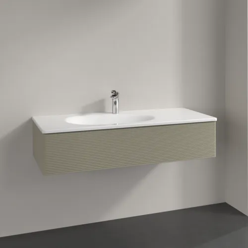 Bild von VILLEROY BOCH Antao Waschbeckenunterschrank, 1 Auszug, 1188 x 256 x 493 mm, Front mit Struktur, Stone Grey Matt Lacquer #K03100HK