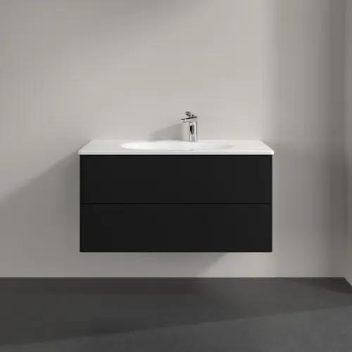Bild von VILLEROY BOCH Antao Waschbeckenunterschrank, 2 Auszüge, 988 x 504 x 496 mm, Front ohne Struktur, Black Matt Lacquer #K05000PD