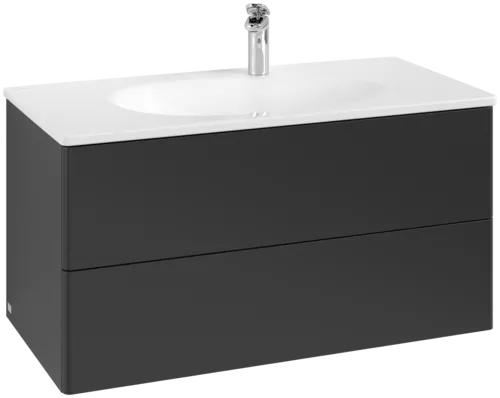 Obrázek VILLEROY BOCH Toaletní skříňka Antao, 2 výsuvy, 988 x 504 x 496 mm, přední strana bez konstrukce, černý matný lak #K05000PD