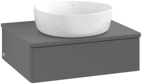 Obrázek VILLEROY BOCH Toaletní skříňka Antao, 1 zásuvka, 600 x 190 x 500 mm, přední strana bez konstrukce, antracit matný lak / antracit matný lak #K07010GK