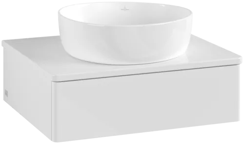 Зображення з  VILLEROY BOCH Antao Vanity unit, 1 pull-out compartment, 600 x 190 x 500 mm, Front without structure, Glossy White Lacquer / Glossy White Lacquer #K07010GF
