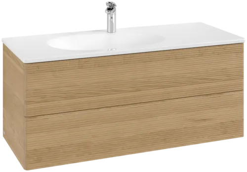 Obrázek VILLEROY BOCH Toaletní skříňka Antao, 2 výsuvy, 1188 x 504 x 492 mm, přední část s konstrukcí, medový dub #K06100HN