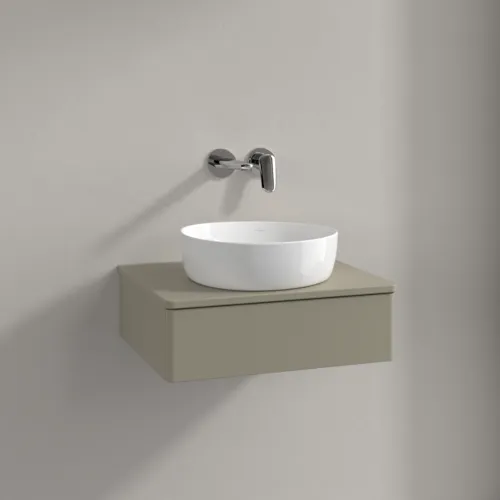 Obrázek VILLEROY BOCH Toaletní skříňka Antao, 1 zásuvka, 600 x 190 x 500 mm, přední strana bez konstrukce, Stone Grey Matt Lacquer / Stone Grey Matt Lacquer #K07010HK