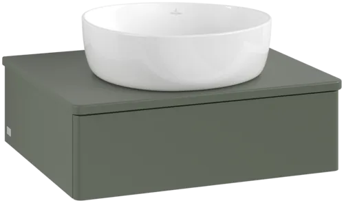 Obrázek VILLEROY BOCH Toaletní skříňka Antao, 1 zásuvka, 600 x 190 x 500 mm, přední strana bez konstrukce, listově zelený matný lak / listově zelený matný lak #K07010HL