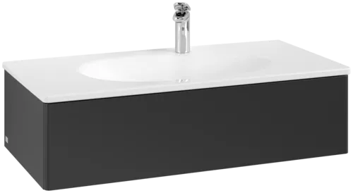 Obrázek VILLEROY BOCH Toaletní skříňka Antao, 1 zásuvka, 988 x 256 x 493 mm, přední strana bez konstrukce, černý matný lak #K02000PD