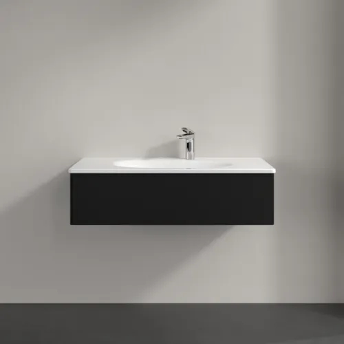 Bild von VILLEROY BOCH Antao Waschbeckenunterschrank, 1 Auszug, 988 x 256 x 493 mm, Front ohne Struktur, Black Matt Lacquer #K02000PD