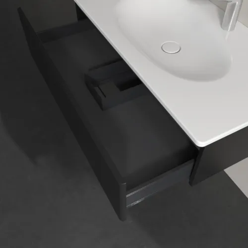 Bild von VILLEROY BOCH Antao Waschbeckenunterschrank, 1 Auszug, 988 x 256 x 493 mm, Front ohne Struktur, Black Matt Lacquer #K02000PD
