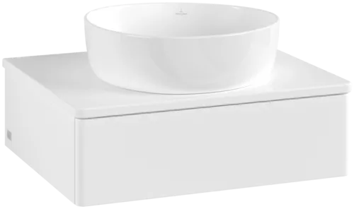 Obrázek VILLEROY BOCH Toaletní skříňka Antao, 1 zásuvka, 600 x 190 x 500 mm, přední strana bez konstrukce, bílý matný lak / bílý matný lak #K07010MT
