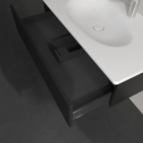 Bild von VILLEROY BOCH Antao Waschbeckenunterschrank, 1 Auszug, 988 x 256 x 493 mm, Front mit Struktur, Black Matt Lacquer #K02100PD