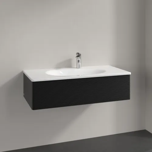 Bild von VILLEROY BOCH Antao Waschbeckenunterschrank, 1 Auszug, 988 x 256 x 493 mm, Front mit Struktur, Black Matt Lacquer #K02100PD