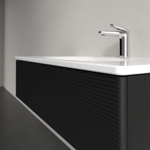 Bild von VILLEROY BOCH Antao Waschbeckenunterschrank, 1 Auszug, 988 x 256 x 493 mm, Front mit Struktur, Black Matt Lacquer #K02100PD