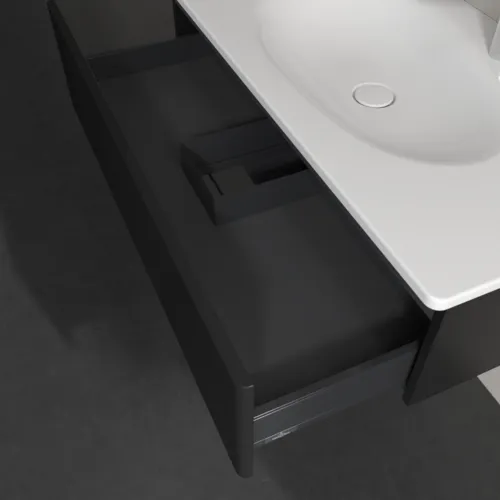 Bild von VILLEROY BOCH Antao Waschbeckenunterschrank, 1 Auszug, 988 x 256 x 493 mm, Front mit Struktur, Black Matt Lacquer #K02100PD