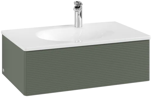 Obrázek VILLEROY BOCH Toaletní skříňka Antao, 1 zásuvka, 788 x 256 x 496 mm, texturovaná přední část, listově zelený matný lak #K01100HL