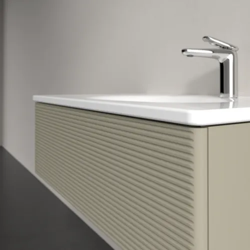 Bild von VILLEROY BOCH Antao Waschbeckenunterschrank, 1 Auszug, 788 x 256 x 496 mm, Front mit Struktur, Stone Grey Matt Lacquer #K01100HK