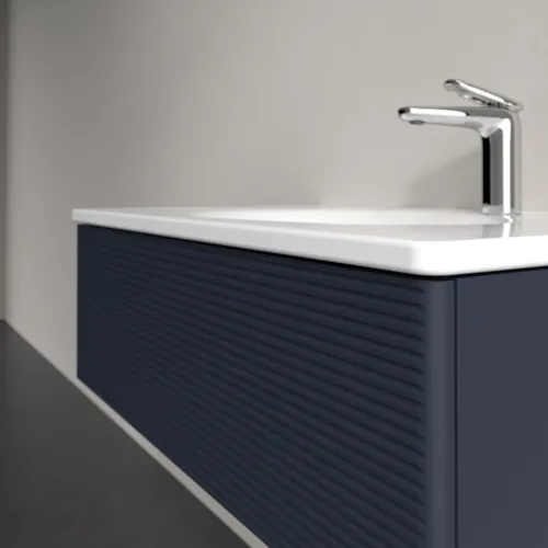 Bild von VILLEROY BOCH Antao Waschbeckenunterschrank, 1 Auszug, 788 x 256 x 496 mm, Front mit Struktur, Midnight Blue Matt Lacquer #K01100HG