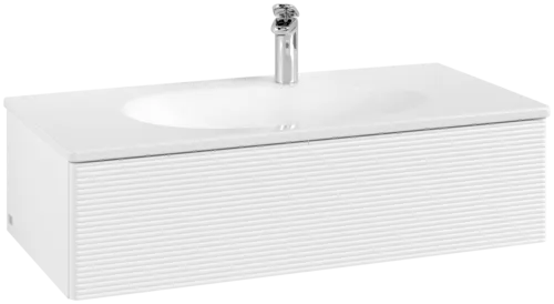 Obrázek VILLEROY BOCH Toaletní skříňka Antao, 1 zásuvka, 988 x 256 x 493 mm, texturovaná přední část, bílý matný lak #K02100MT