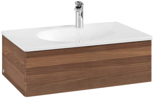 Зображення з  VILLEROY BOCH Antao Vanity unit, 1 pull-out compartment, 788 x 256 x 496 mm, Front with grain texture, Warm Walnut #K01100HM