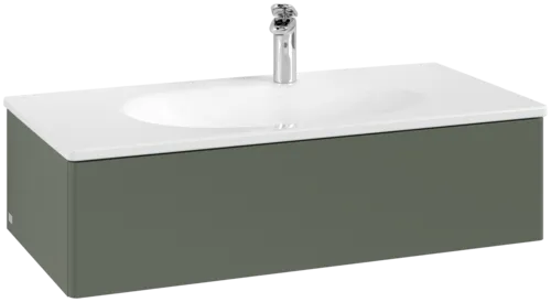 Obrázek VILLEROY BOCH Toaletní skříňka Antao, 1 zásuvka, 988 x 256 x 493 mm, přední strana bez konstrukce, listově zelený matný lak #K02000HL