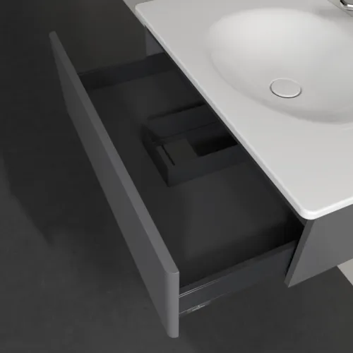 Bild von VILLEROY BOCH Antao Waschbeckenunterschrank, 1 Auszug, 788 x 256 x 496 mm, Front mit Struktur, Anthracite Matt Lacquer #K01100GK