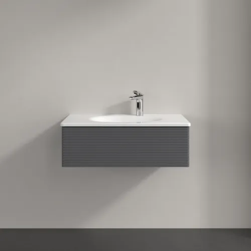 Bild von VILLEROY BOCH Antao Waschbeckenunterschrank, 1 Auszug, 788 x 256 x 496 mm, Front mit Struktur, Anthracite Matt Lacquer #K01100GK