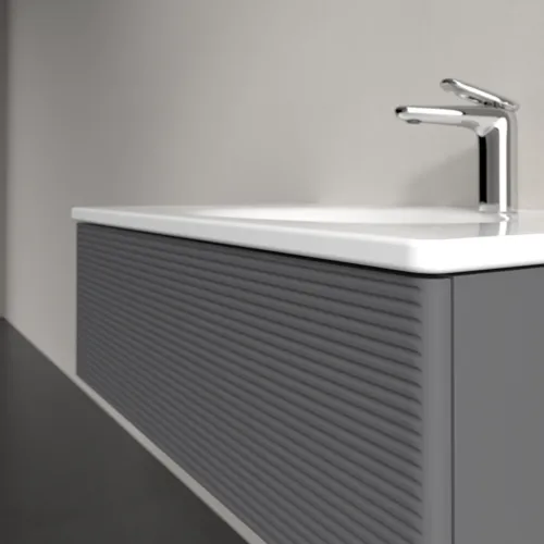 Bild von VILLEROY BOCH Antao Waschbeckenunterschrank, 1 Auszug, 788 x 256 x 496 mm, Front mit Struktur, Anthracite Matt Lacquer #K01100GK