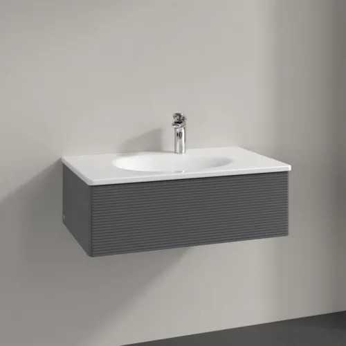 Bild von VILLEROY BOCH Antao Waschbeckenunterschrank, 1 Auszug, 788 x 256 x 496 mm, Front mit Struktur, Anthracite Matt Lacquer #K01100GK