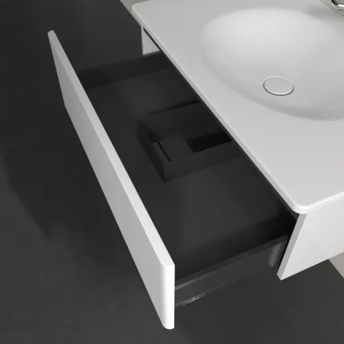 Bild von VILLEROY BOCH Antao Waschbeckenunterschrank, 1 Auszug, 788 x 256 x 496 mm, Front mit Struktur, Glossy White Lacquer #K01100GF